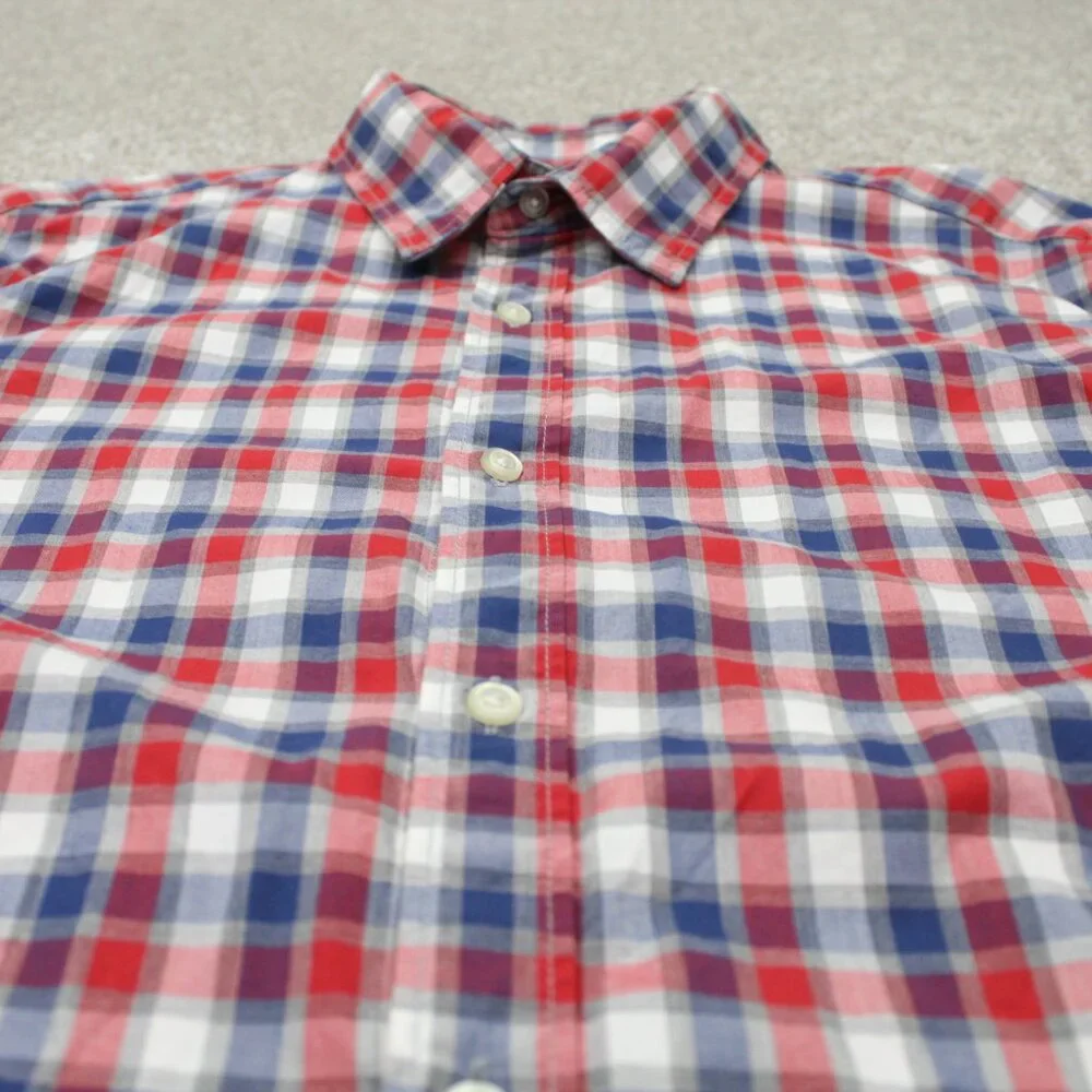 Banana Republic Camden Fit Shirt Mens Medium Red/Blue Custom 078 Wash L/S Cotton